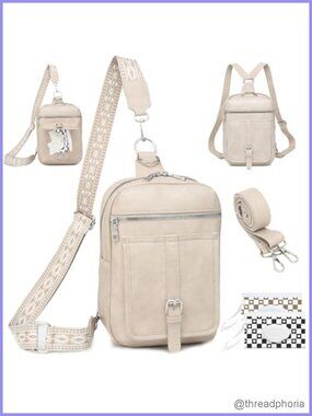 Mini Diaper Bag Crossbody in Faux Leather with Wipes Pocket